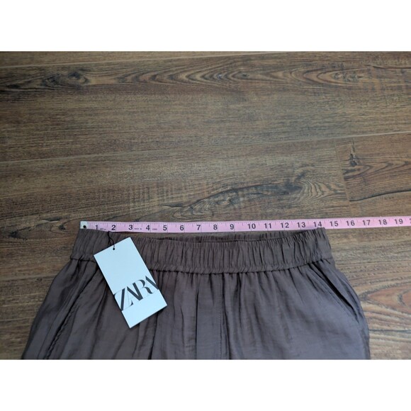 ZARA NEW Semi Sheer Cargo Brown Pants Medium - Picture 9 of 10